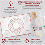 Non-Stick Silicone Baking Mat Rolling Cake Dough Scale Pastry Clay Fondant Sheet - Red 80*60cm