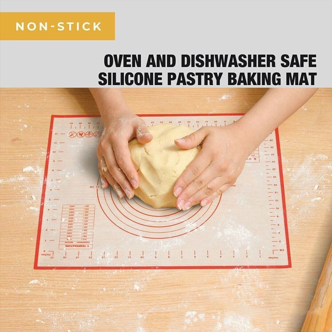 Non-Stick Silicone Baking Mat Rolling Cake Dough Scale Pastry Clay Fondant Sheet - Red 80*60cm