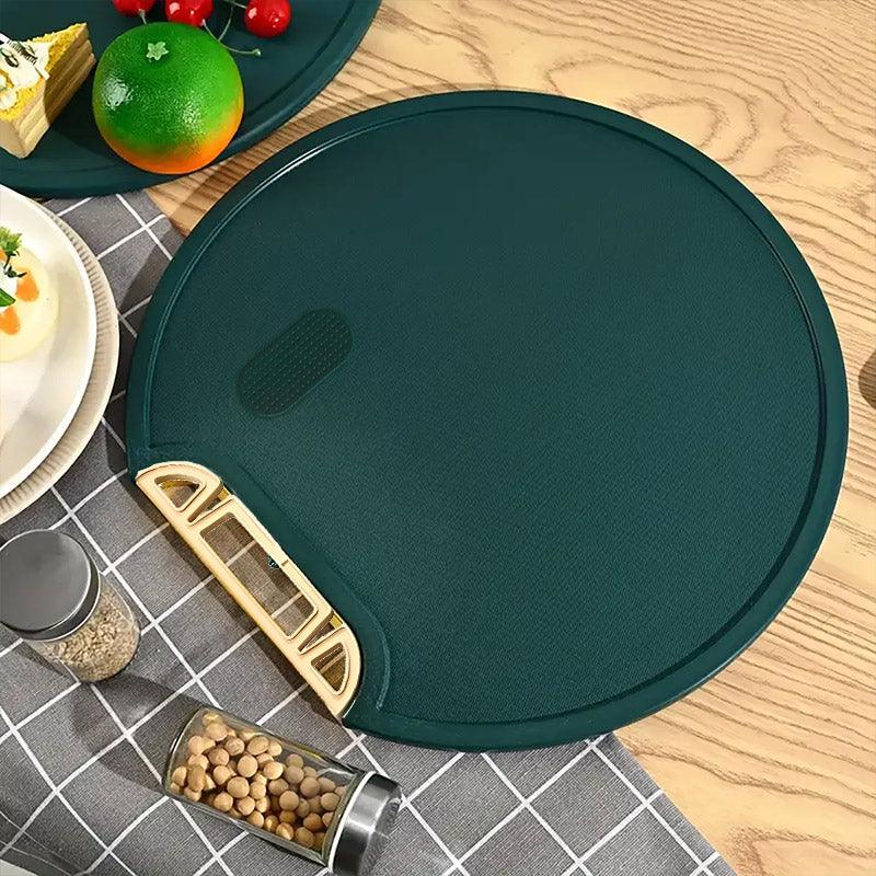 Round Green Plastic Kitchen Chopping Board Household Food Cutting Board Tool - 35cm