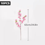10PCS Artificial Peach Blossom Branches Realistic Pink for Wedding