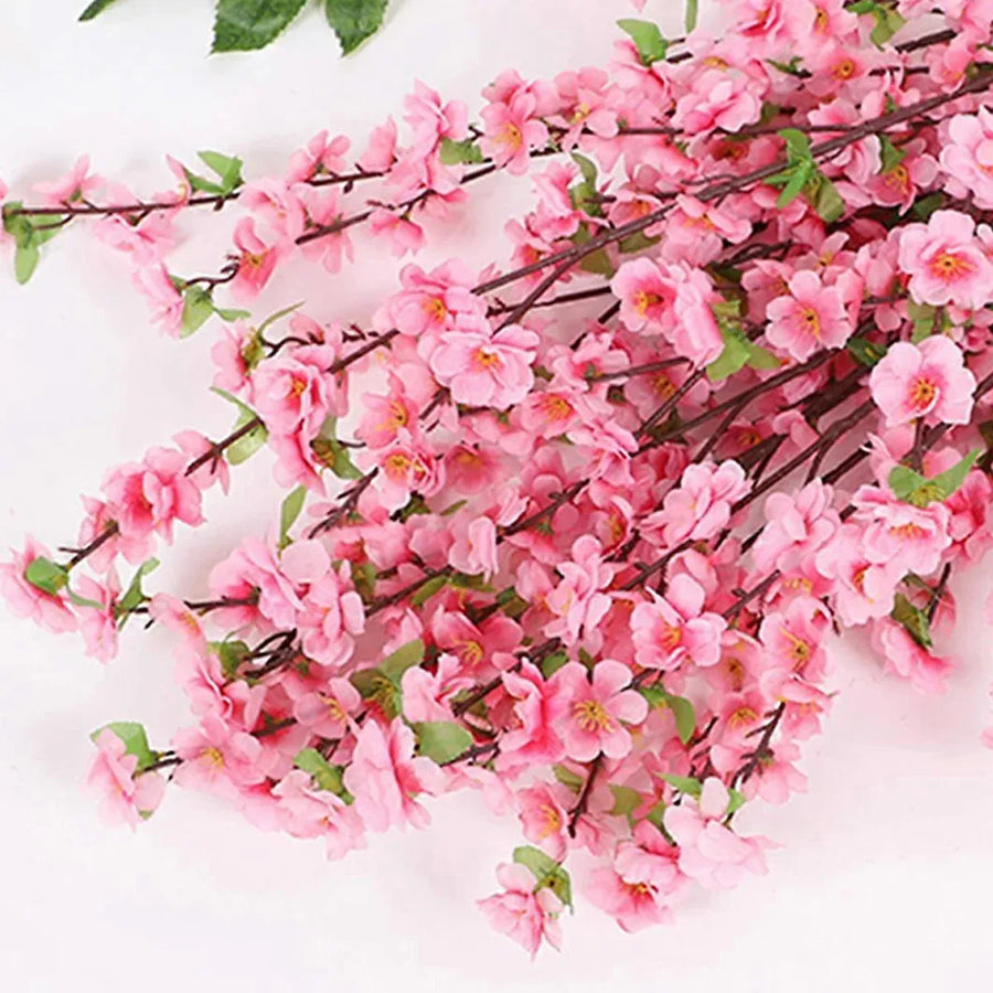 10PCS Artificial Peach Blossom Branches Realistic Pink for Wedding