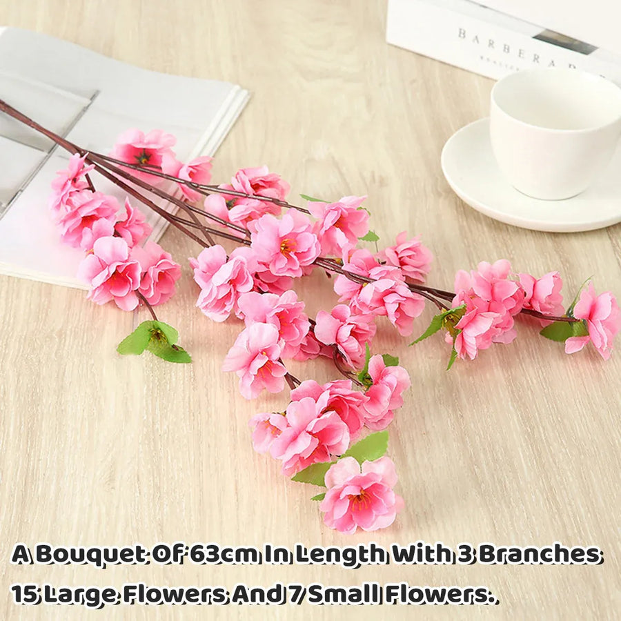 10PCS Artificial Peach Blossom Branches Realistic Pink for Wedding