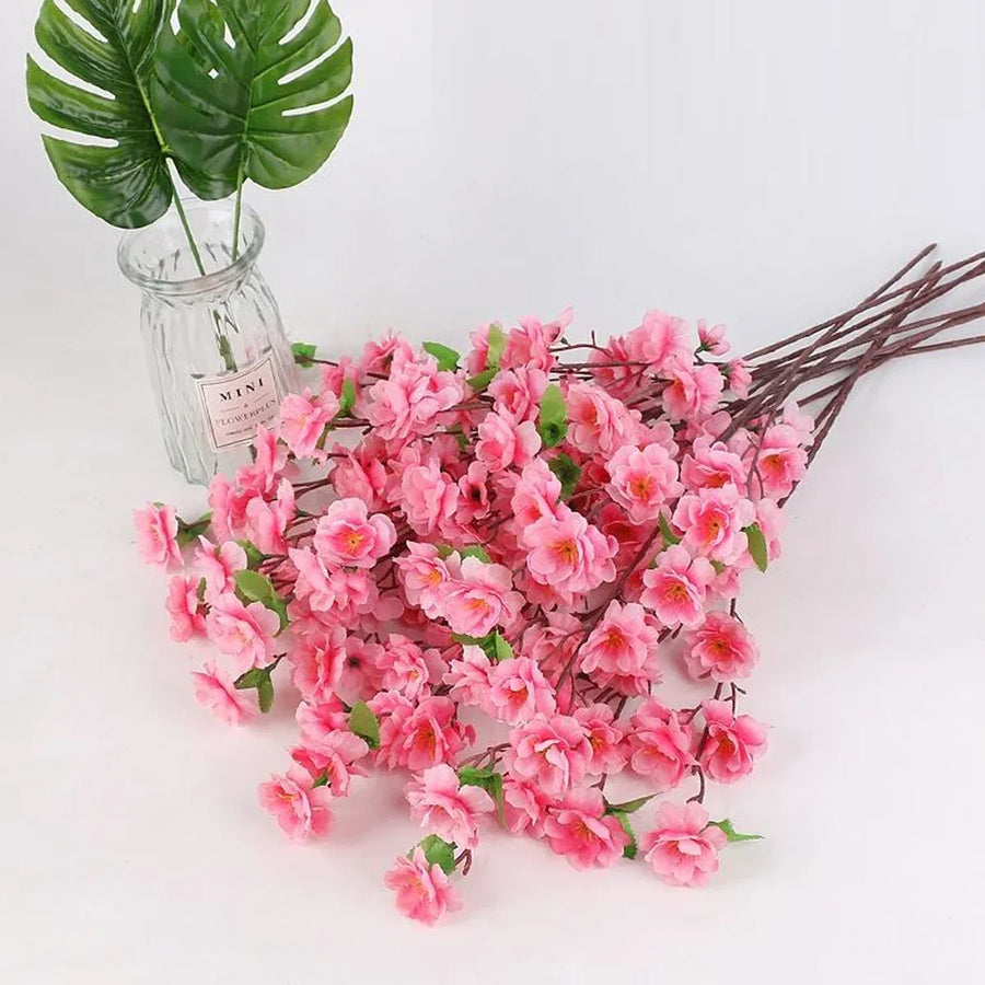 10PCS Artificial Peach Blossom Branches Realistic Pink for Wedding