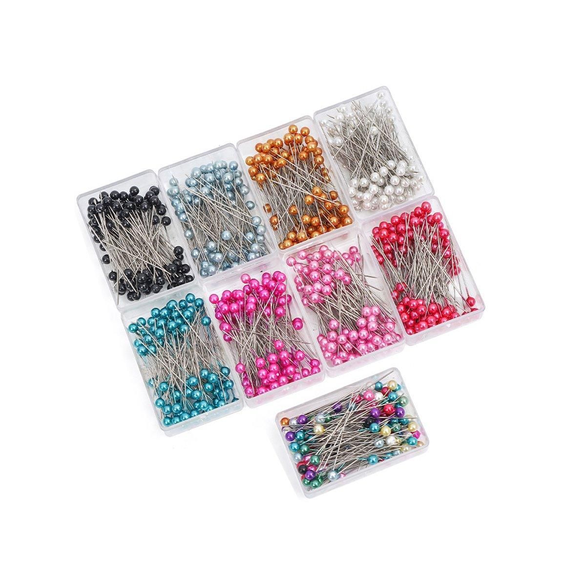 9Boxs Multicolor Pearl Head Pins Sewing Craft Needles for Cross Stitch Quilting