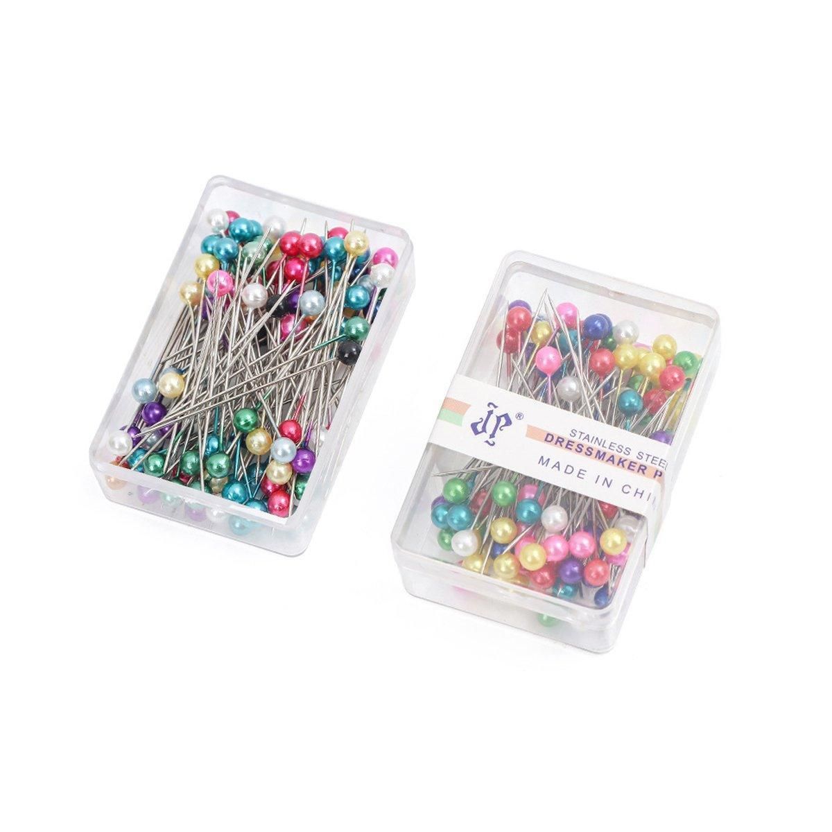 9Boxs Multicolor Pearl Head Pins Sewing Craft Needles for Cross Stitch Quilting