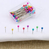 9Boxs Multicolor Pearl Head Pins Sewing Craft Needles for Cross Stitch Quilting - 45-Degree Angle