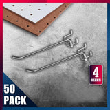 50X Pegboard Hooks Metal Panel Valcano Peg Board Hook Steel 50 100 150 200 Mm - 15CM - 45-Degree Angle