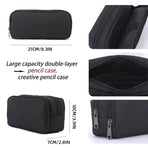Large Capacity Pencil Case Double Layer for Primary School Students Creative Bag - Black