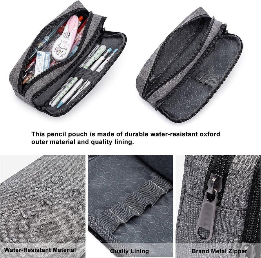 Large Capacity Pencil Case Double Layer for Primary School Students Creative Bag - Black