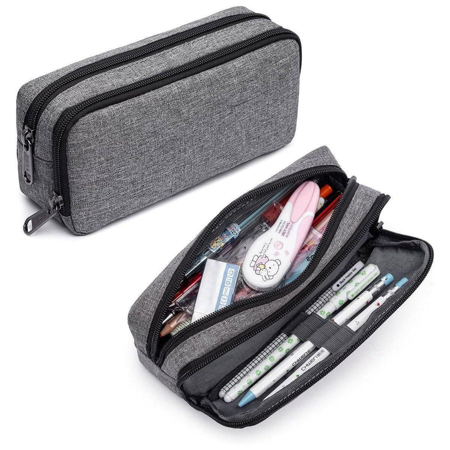 Large Capacity Pencil Case Double Layer for Primary School Students Creative Bag - Black