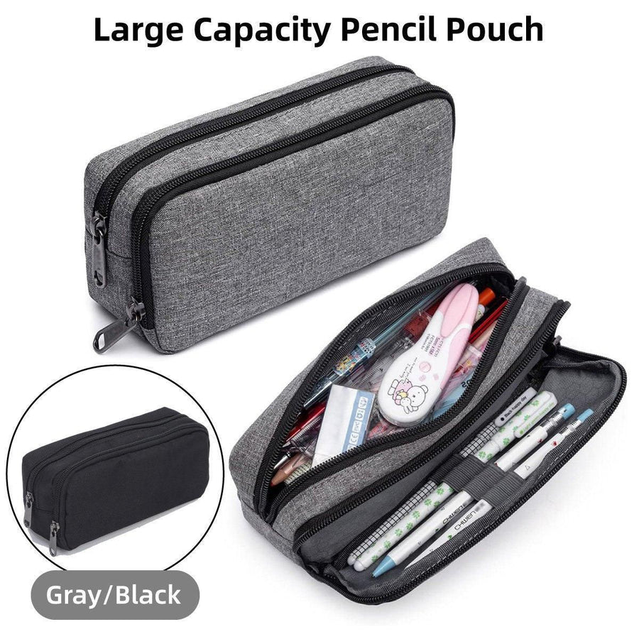 Large Capacity Pencil Case Double Layer for Primary School Students Creative Bag - Grey