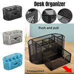 Creative Metal Desktop Pen Holder Multi-function Storage Box Organizer Rack - Black