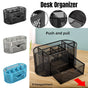 Creative Metal Desktop Pen Holder Multi-function Storage Box Organizer Rack - Black
