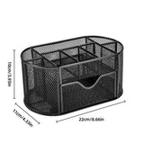 Creative Metal Desktop Pen Holder Multi-function Storage Box Organizer Rack - Blue