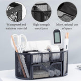 Creative Metal Desktop Pen Holder Multi-function Storage Box Organizer Rack - Blue