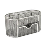 Creative Metal Desktop Pen Holder Multi-function Storage Box Organizer Rack - Blue