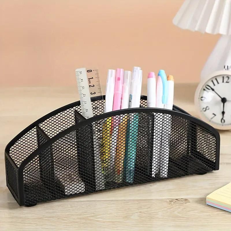 Multi Grid Metal Desktop Storage Box Pen Holder Cosmetic Organiser Tidy Box