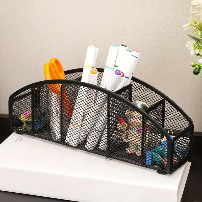 Multi Grid Metal Desktop Storage Box Pen Holder Cosmetic Organiser Tidy Box