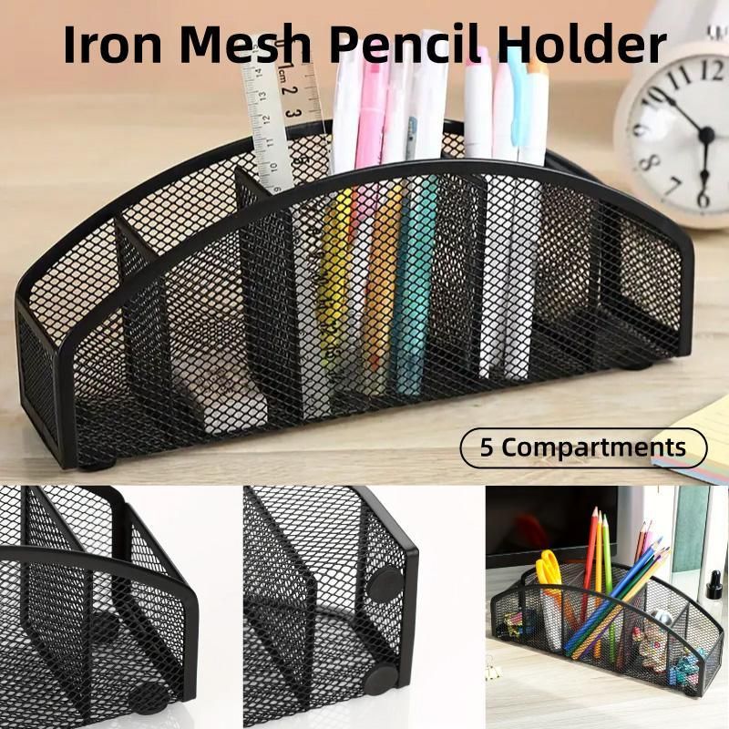 Multi Grid Metal Desktop Storage Box Pen Holder Cosmetic Organiser Tidy Box