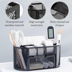 Creative Metal Desktop Pen Holder Multi-function Storage Box Organizer Rack - Grey