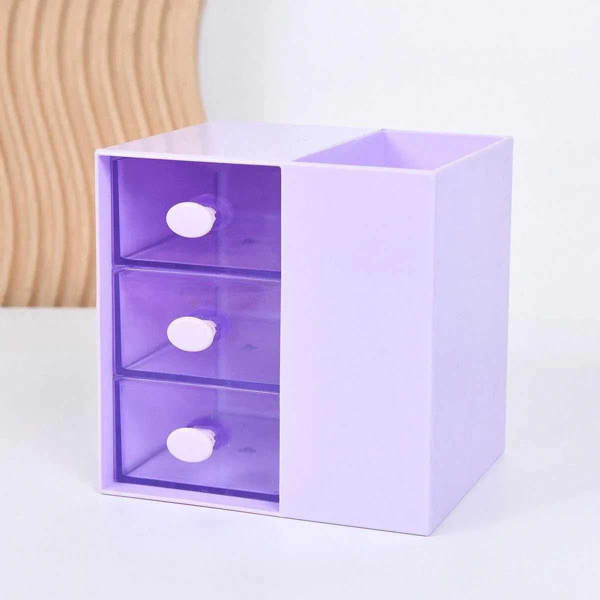 2IN1 Pumping Pen Container Storage Box Cosmetic Drawer Office Organizer Box