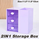 2IN1 Pumping Pen Container Storage Box Cosmetic Drawer Office Organizer Box - Extra Image