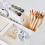 Large Capacity Pen Storage Box Desktop Organizer Multi-functional Stationery Box - Rear View