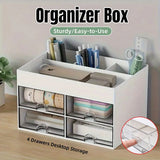 Large Capacity Pen Storage Box Desktop Organizer Multi-functional Stationery Box - Extra Image