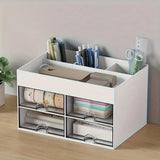 Large Capacity Pen Storage Box Desktop Organizer Multi-functional Stationery Box - Top-Down View