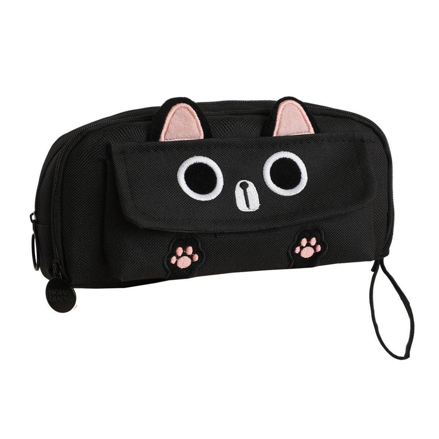 Multifunction Pencil Case For Boys Girls Embroidered Large Capacity Pencil Case - Black
