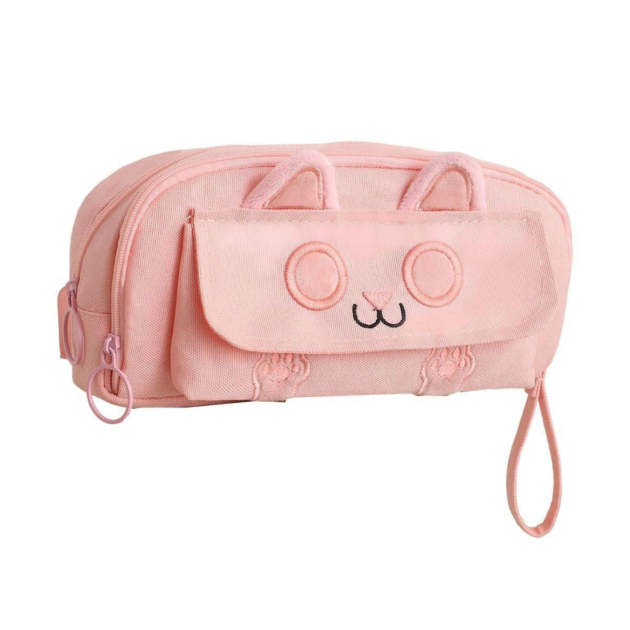 Multifunction Pencil Case For Boys Girls Embroidered Large Capacity Pencil Case - Pink