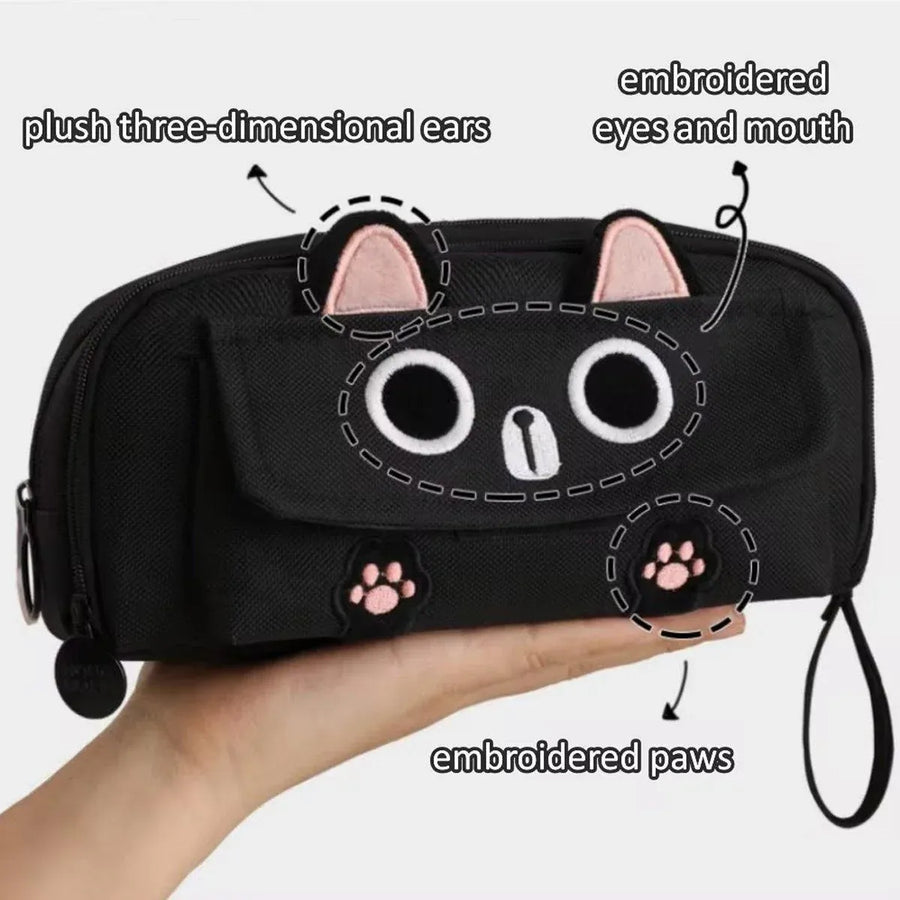 Multifunction Pencil Case For Boys Girls Embroidered Large Capacity Pencil Case - Pink