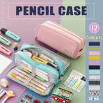 Zipper Pencil Case Large Capacity Storage Bag School Stationery Makeup Organizer - Dark Grey