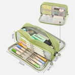 Zipper Pencil Case Large Capacity Storage Bag School Stationery Makeup Organizer - Dark Grey