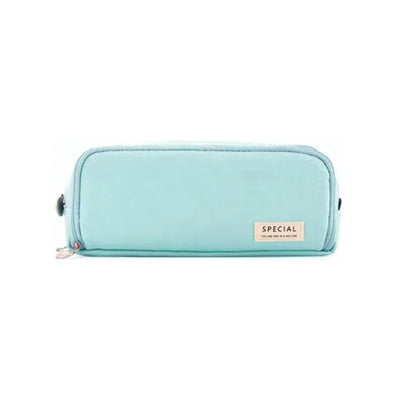 Zipper Pencil Case Large Capacity Storage Bag School Stationery Makeup Organizer - Blue