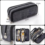 Zipper Pencil Case Large Capacity Storage Bag School Stationery Makeup Organizer - Blue