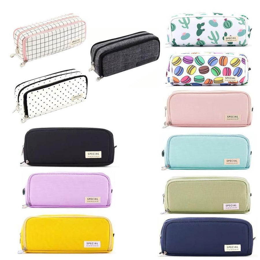 Zipper Pencil Case Large Capacity Storage Bag School Stationery Makeup Organizer - Cactus