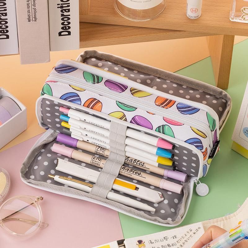 Zipper Pencil Case Large Capacity Storage Bag School Stationery Makeup Organizer - Cactus