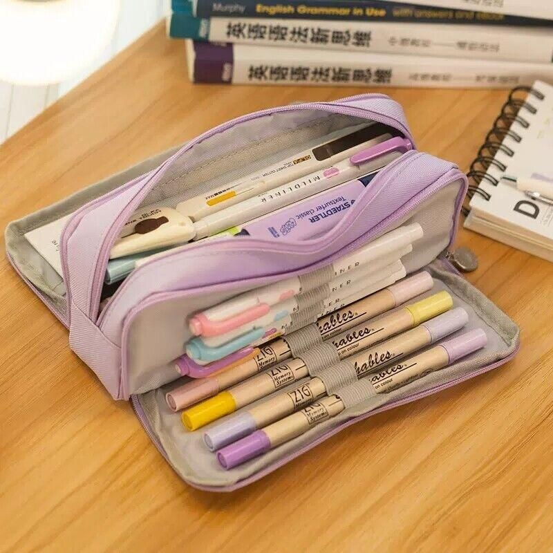 Zipper Pencil Case Large Capacity Storage Bag School Stationery Makeup Organizer - Cactus