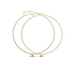 Vintage Retro Style Curved Chain Necklace for Women Fashion Jewelry Accessory - Black