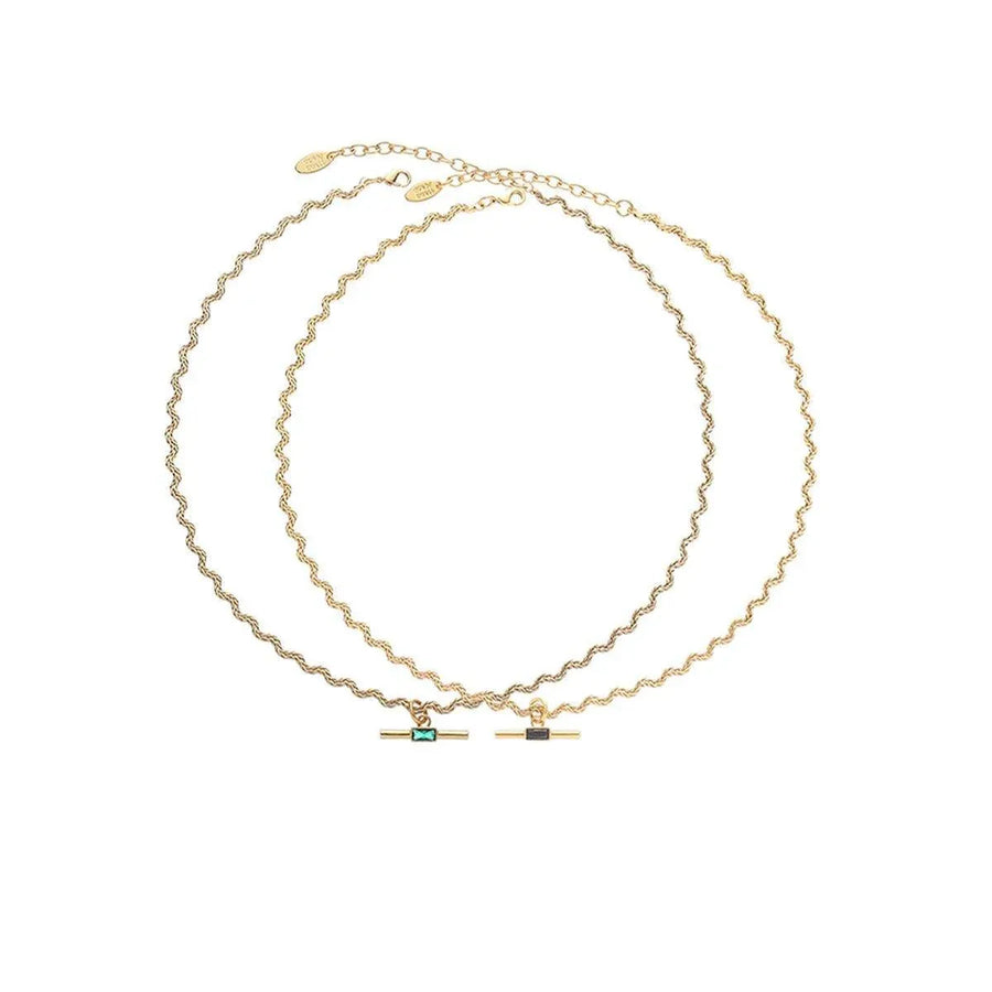 Vintage Retro Style Curved Chain Necklace for Women Fashion Jewelry Accessory - Black