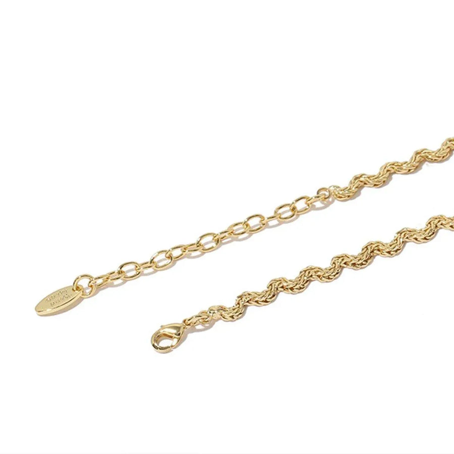 Vintage Retro Style Curved Chain Necklace for Women Fashion Jewelry Accessory - Black