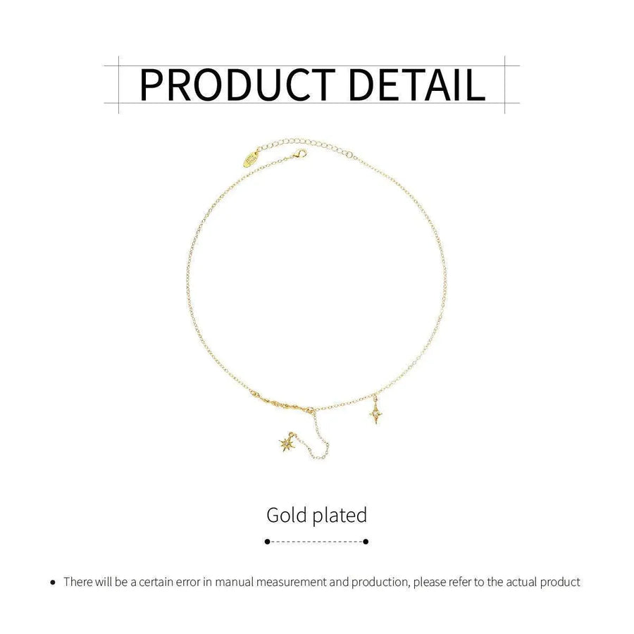 Vintage Star Pendant Octet Clavicle Chain Necklace Elegant Women Accessory