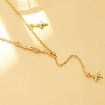 Vintage Star Pendant Octet Clavicle Chain Necklace Elegant Women Accessory
