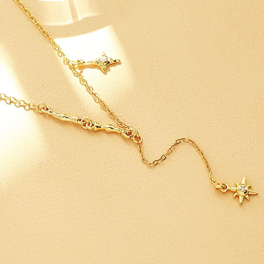 Vintage Star Pendant Octet Clavicle Chain Necklace Elegant Women Accessory
