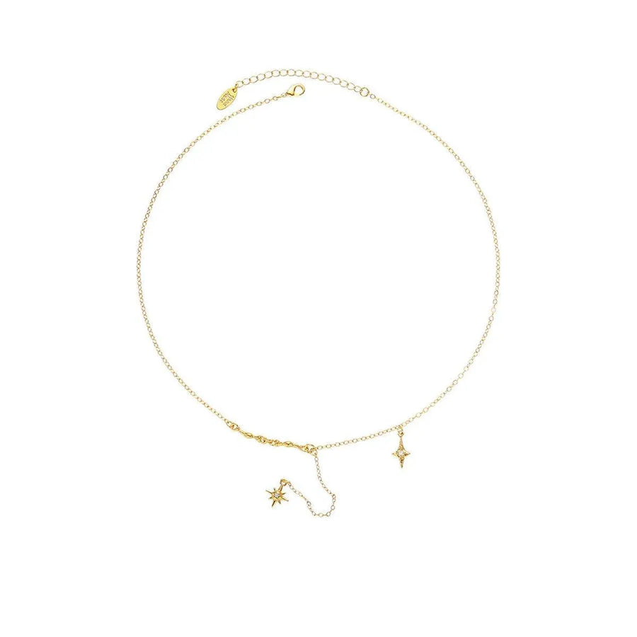 Vintage Star Pendant Octet Clavicle Chain Necklace Elegant Women Accessory