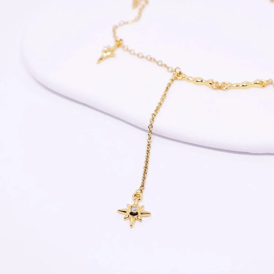 Vintage Star Pendant Octet Clavicle Chain Necklace Elegant Women Accessory