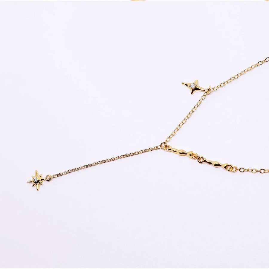 Vintage Star Pendant Octet Clavicle Chain Necklace Elegant Women Accessory