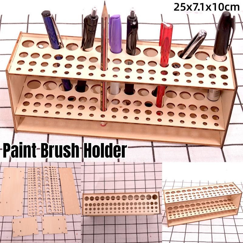 Wooden Pen Holder Storage Organizer Shelf for Desk Office Stationery Supplies