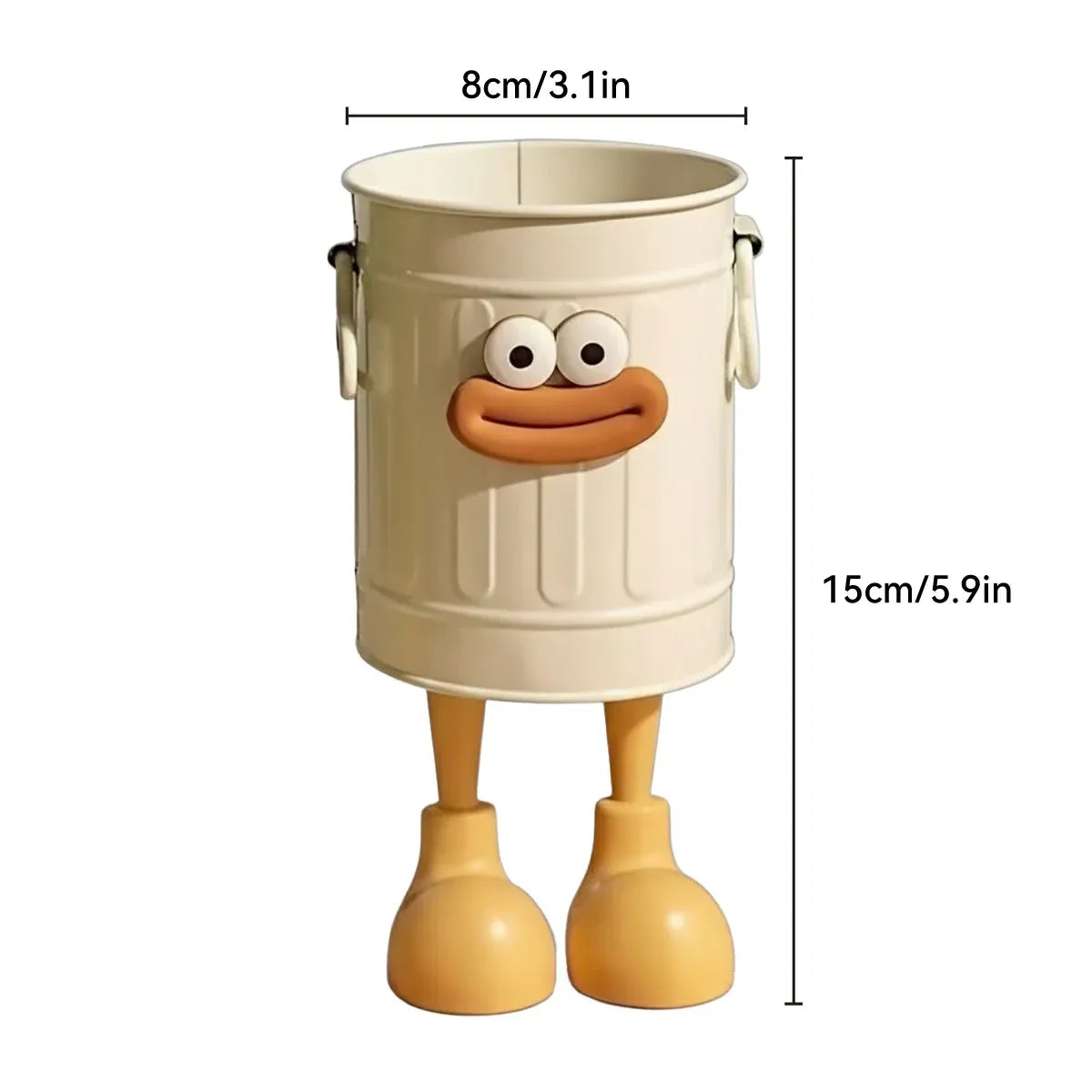 Cartoon Character Pen Holder with Handle for Desk Decor and Storage